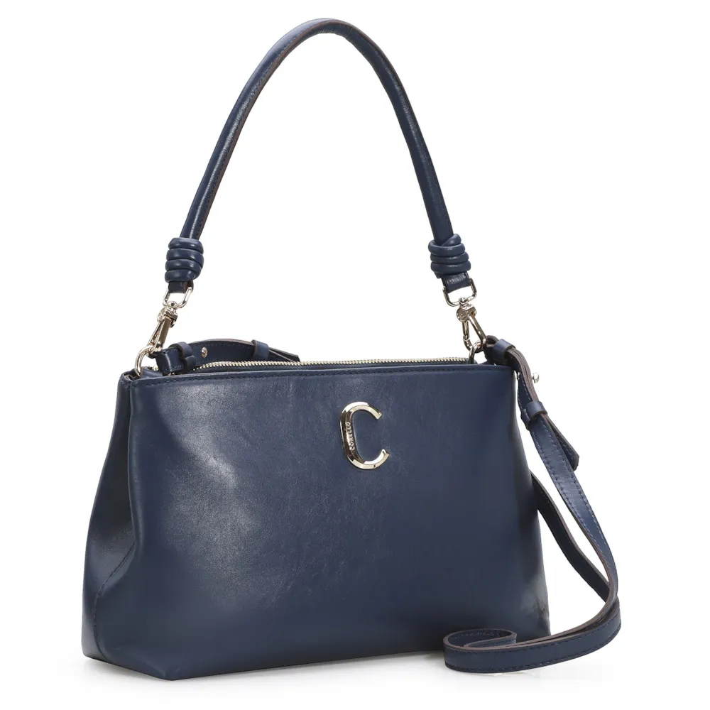 Bolsa De Ombro Couro Azul - imagem 2
