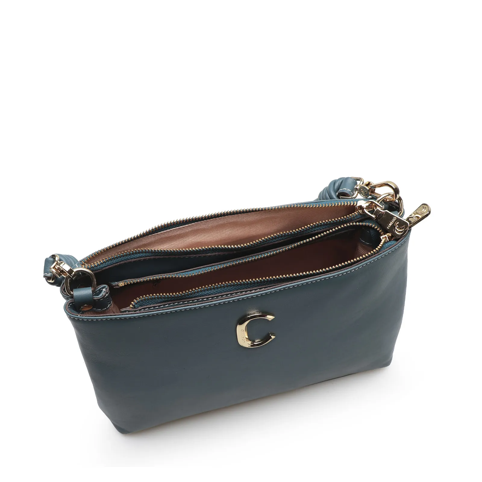 Bolsa De Ombro Couro Azul