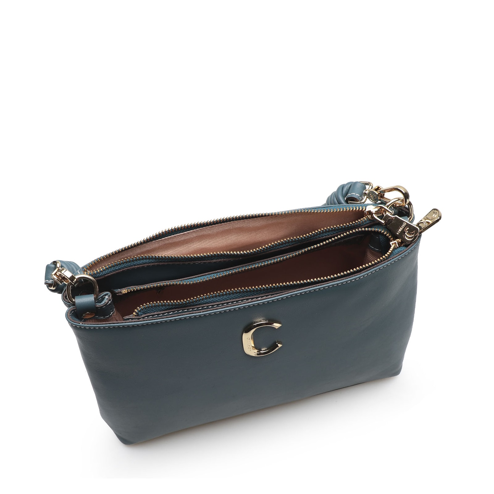 Bolsa De Ombro Couro Azul