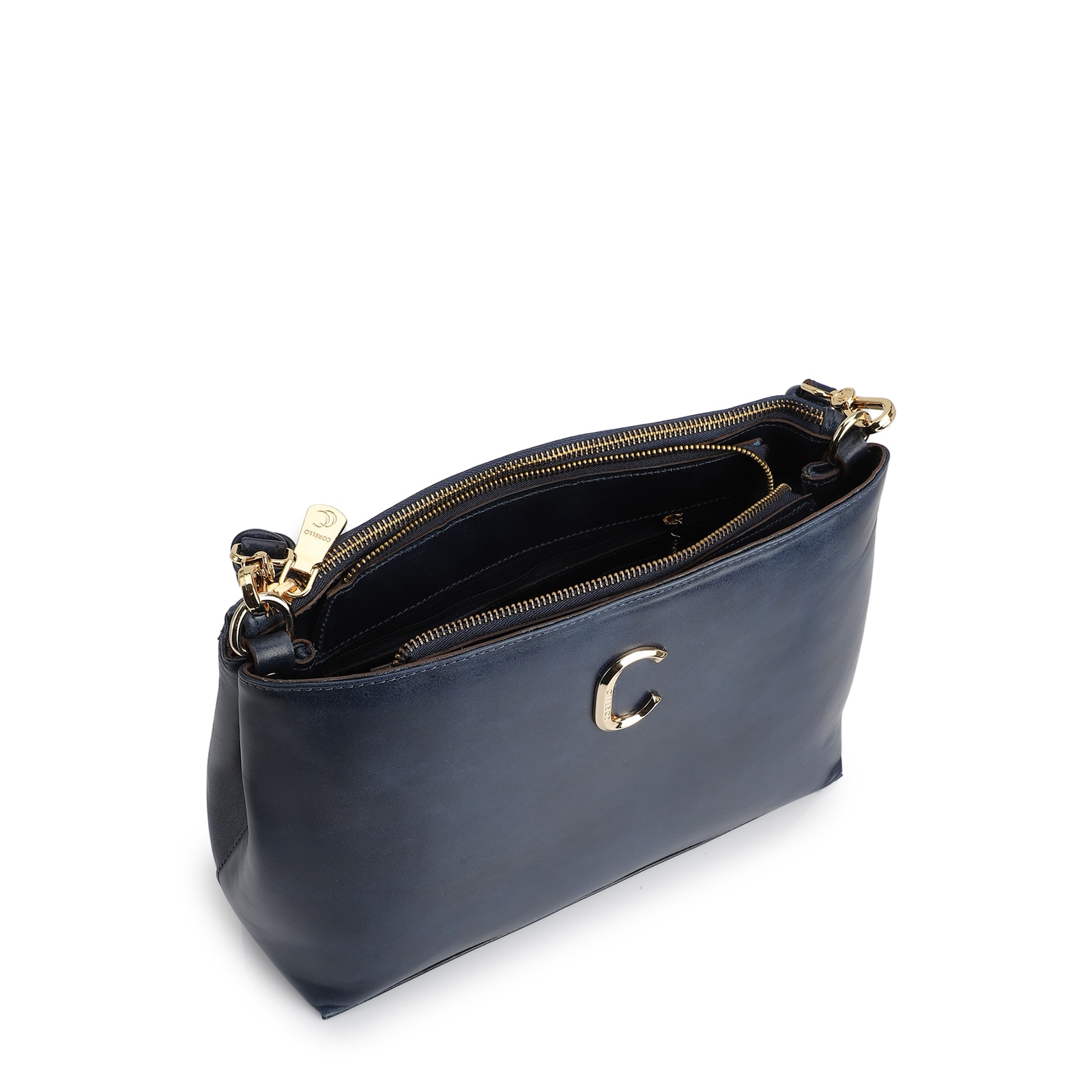 Bolsa De Ombro Couro Azul