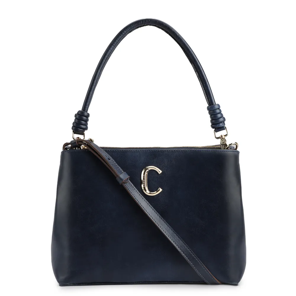 Bolsa De Ombro Couro Azul