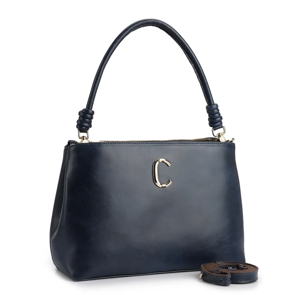 Bolsa De Ombro Couro Azul - imagem 2