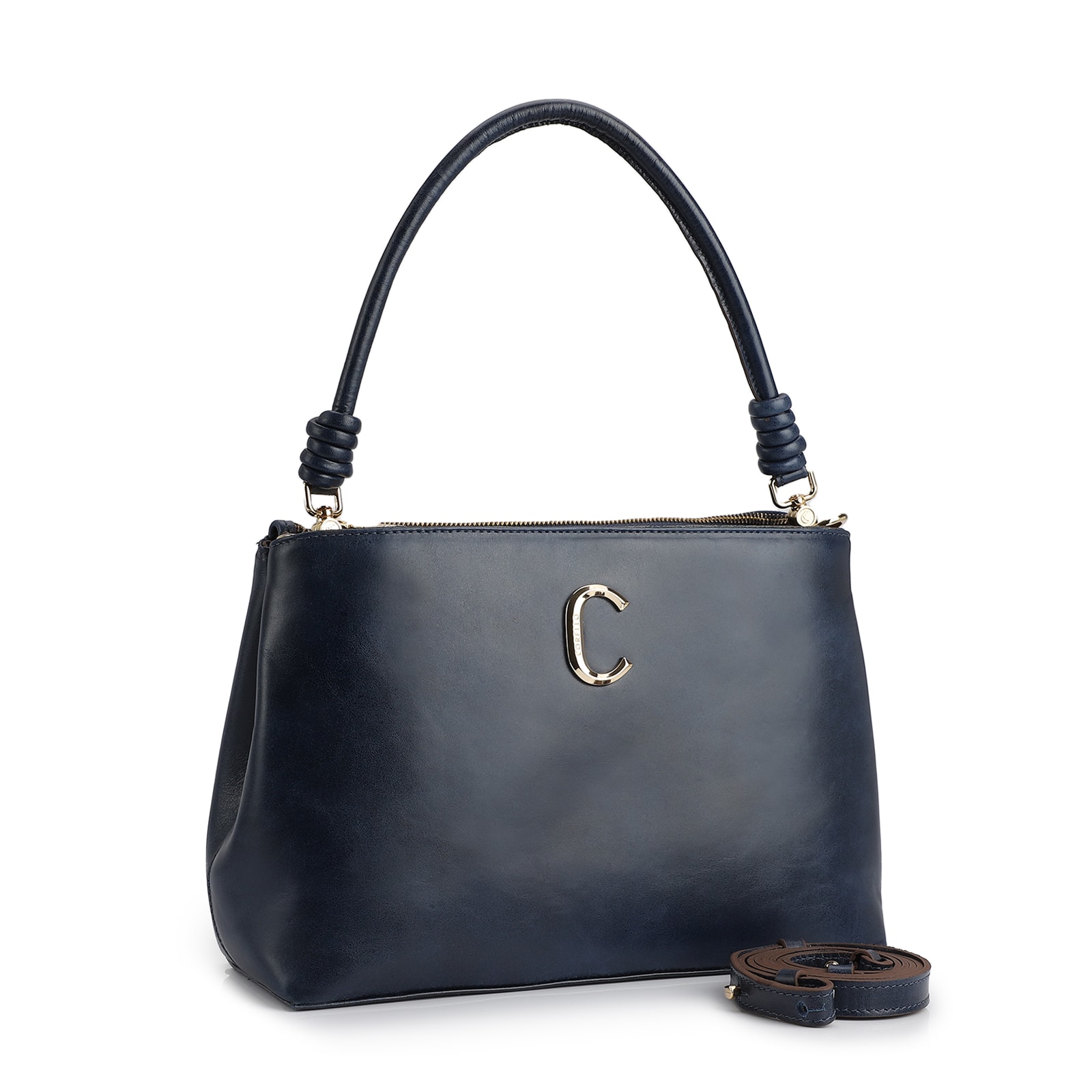 Bolsa De Ombro Couro Azul