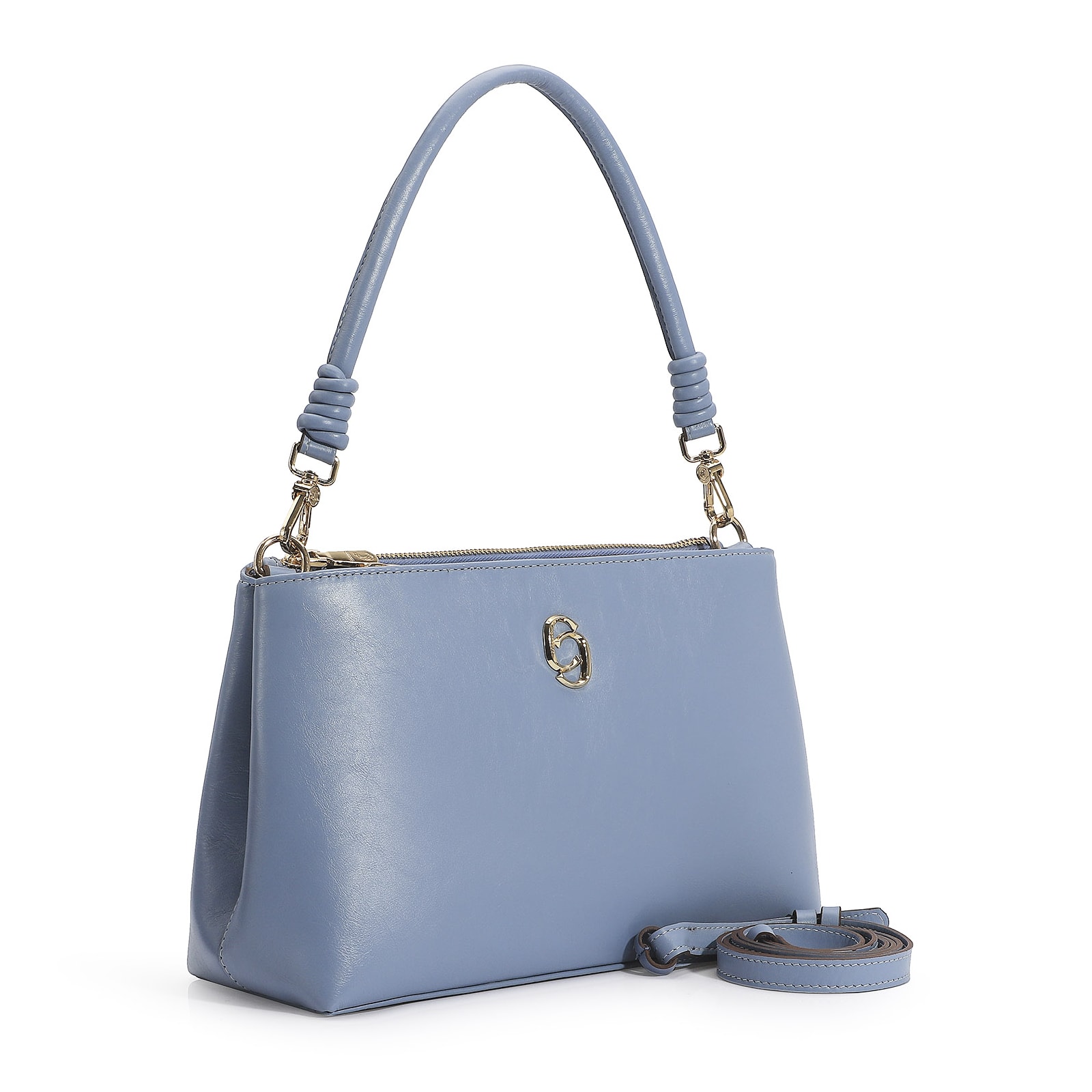 Bolsa De Ombro Couro Azul
