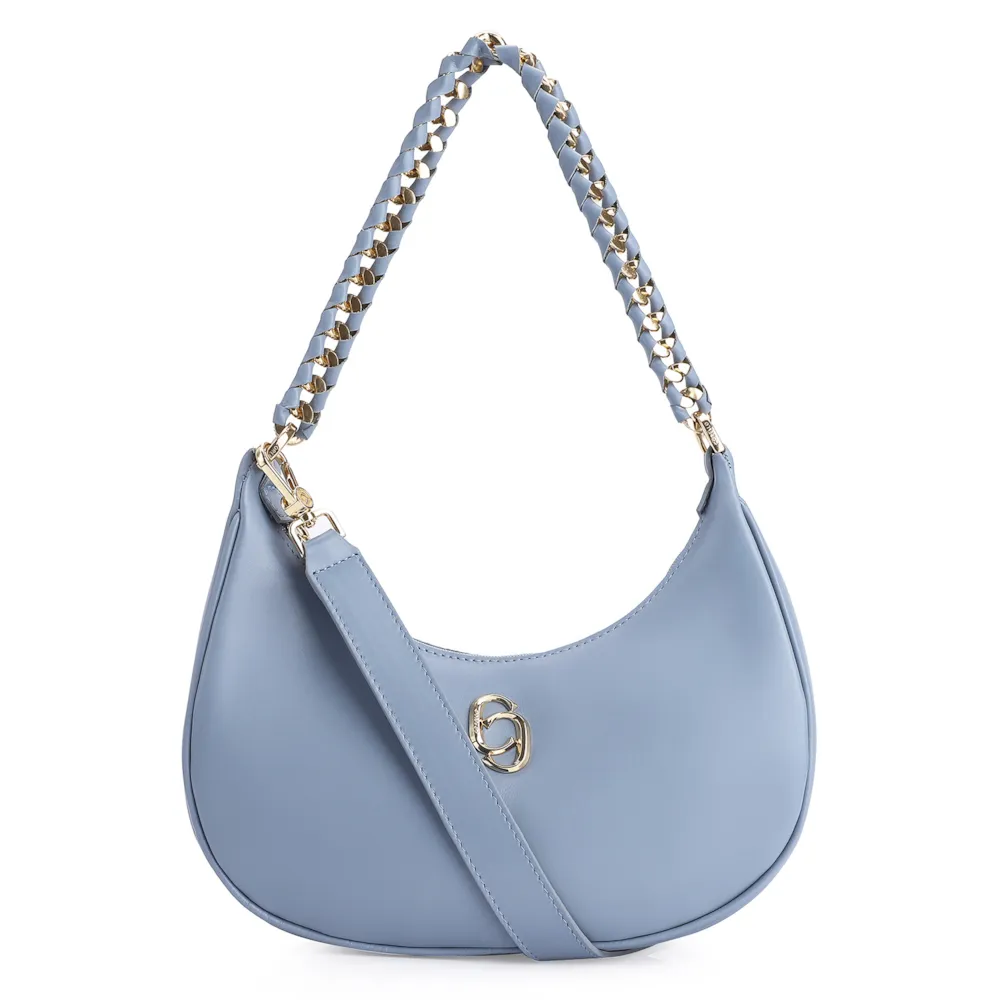 Bolsa De Ombro Couro Azul