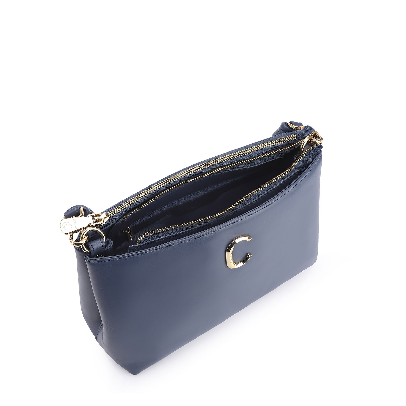 Bolsa De Ombro Couro Azul