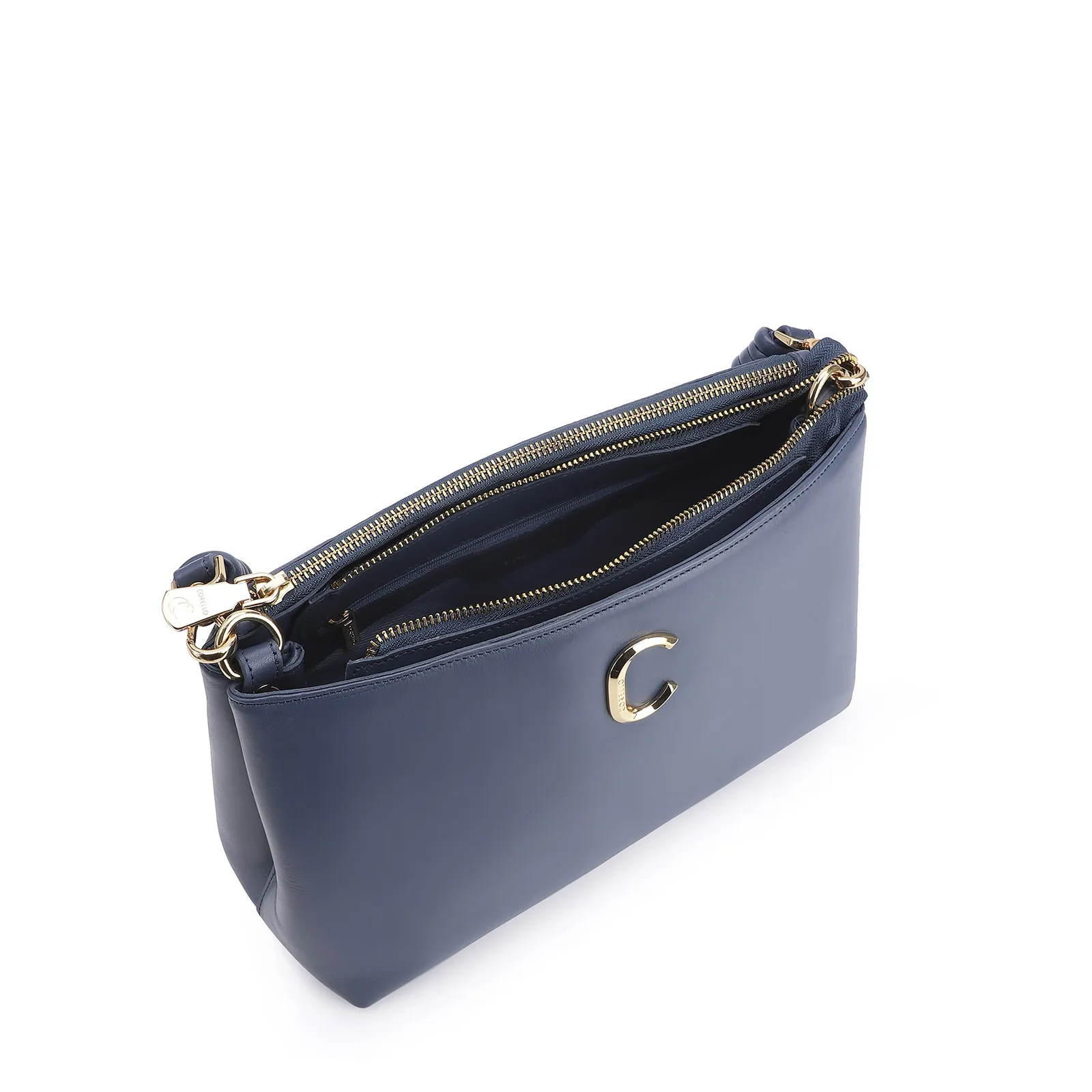 Bolsa De Ombro Couro Azul