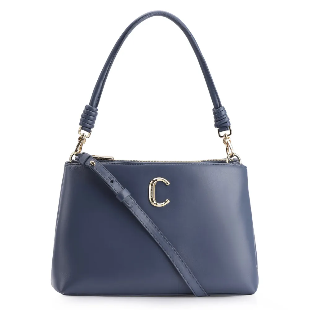 Bolsa De Ombro Couro Azul