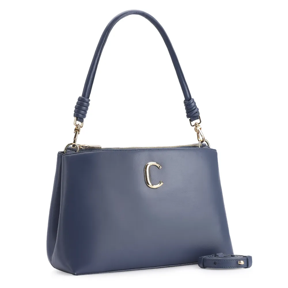 Bolsa De Ombro Couro Azul - imagem 2