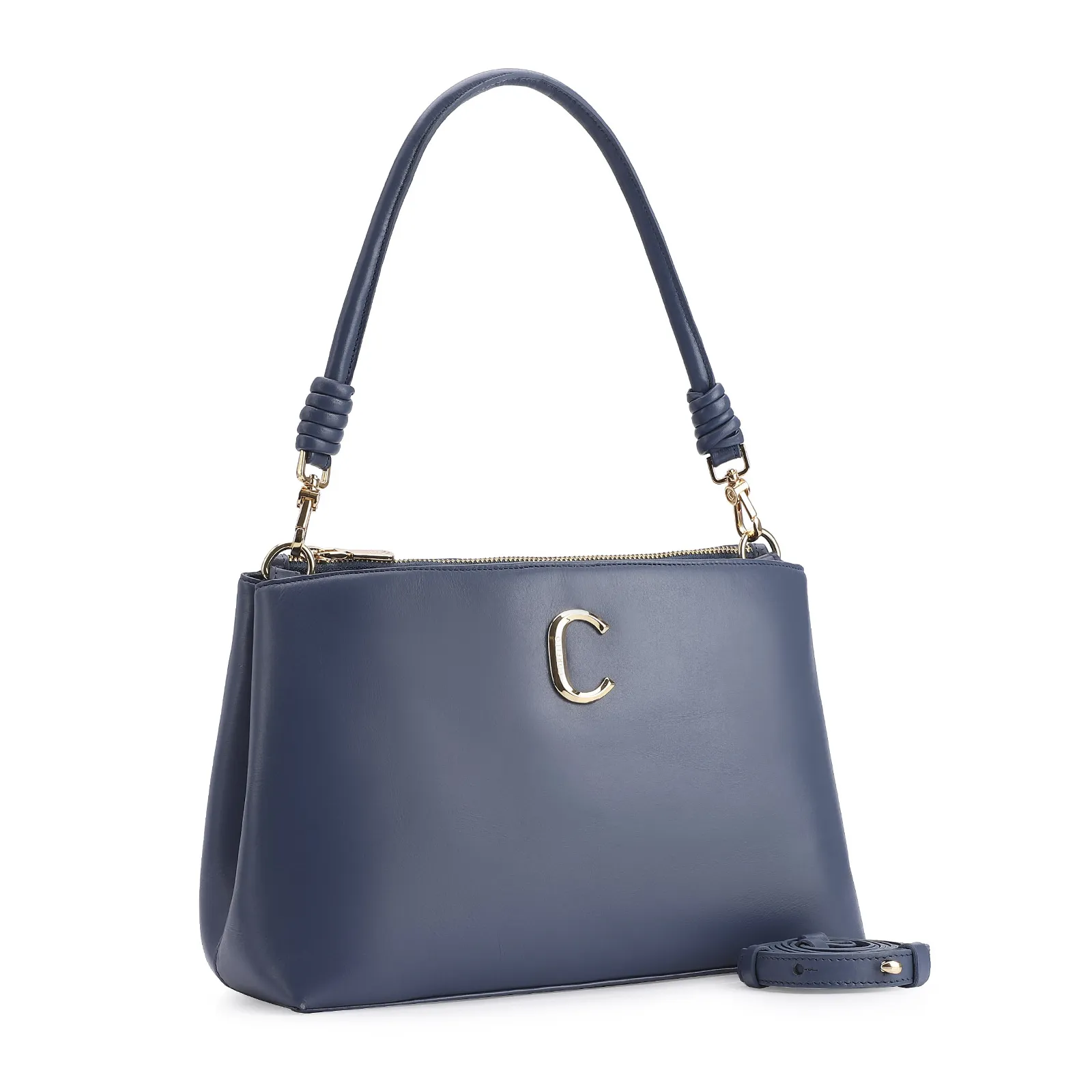 Bolsa De Ombro Couro Azul