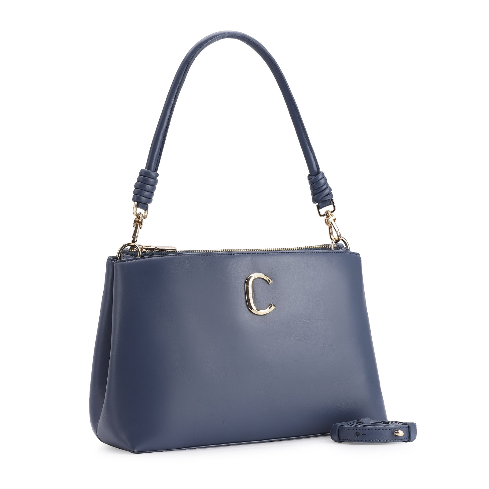 Bolsa De Ombro Couro Azul