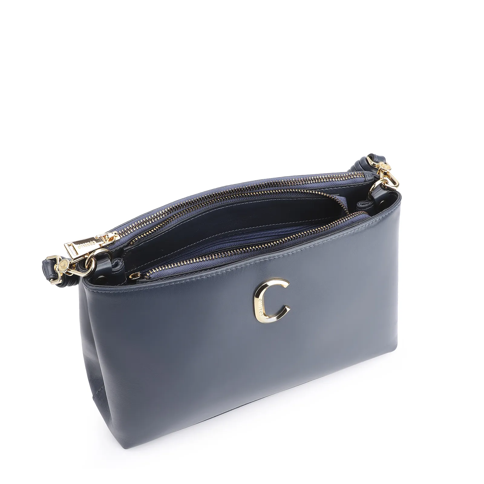 Bolsa De Ombro Couro Azul
