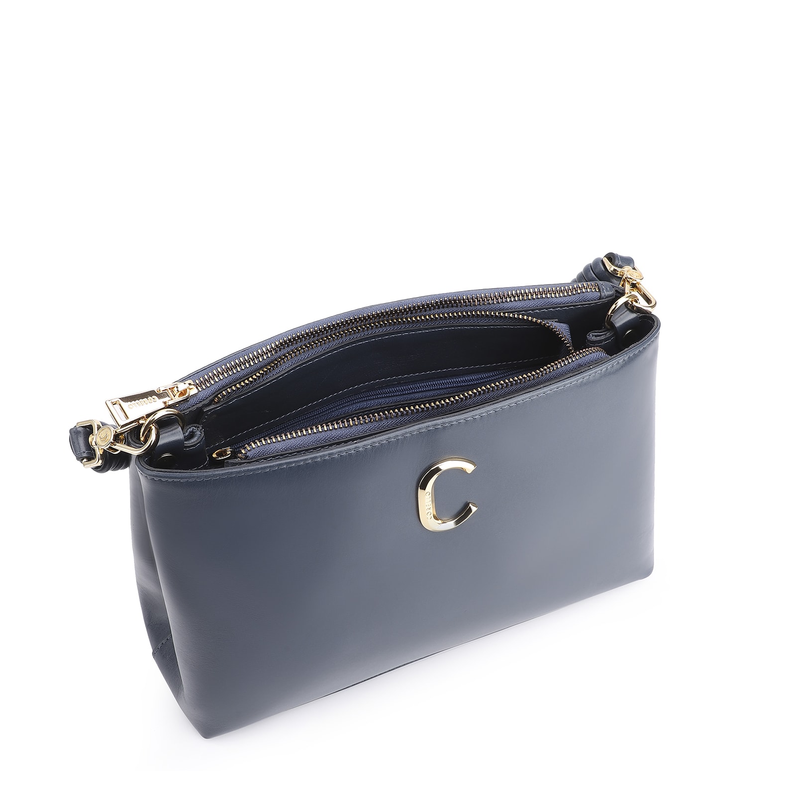 Bolsa De Ombro Couro Azul