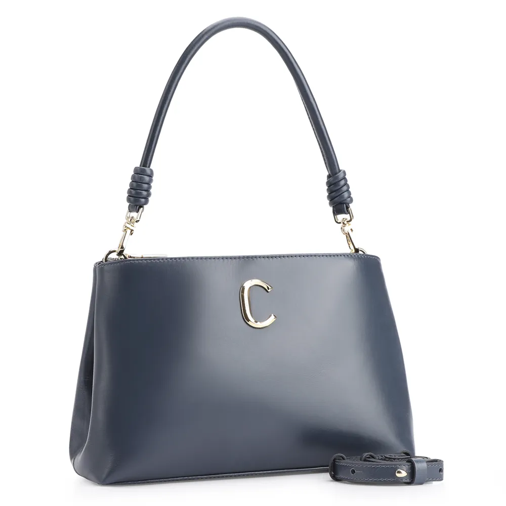 Bolsa De Ombro Couro Azul - imagem 2
