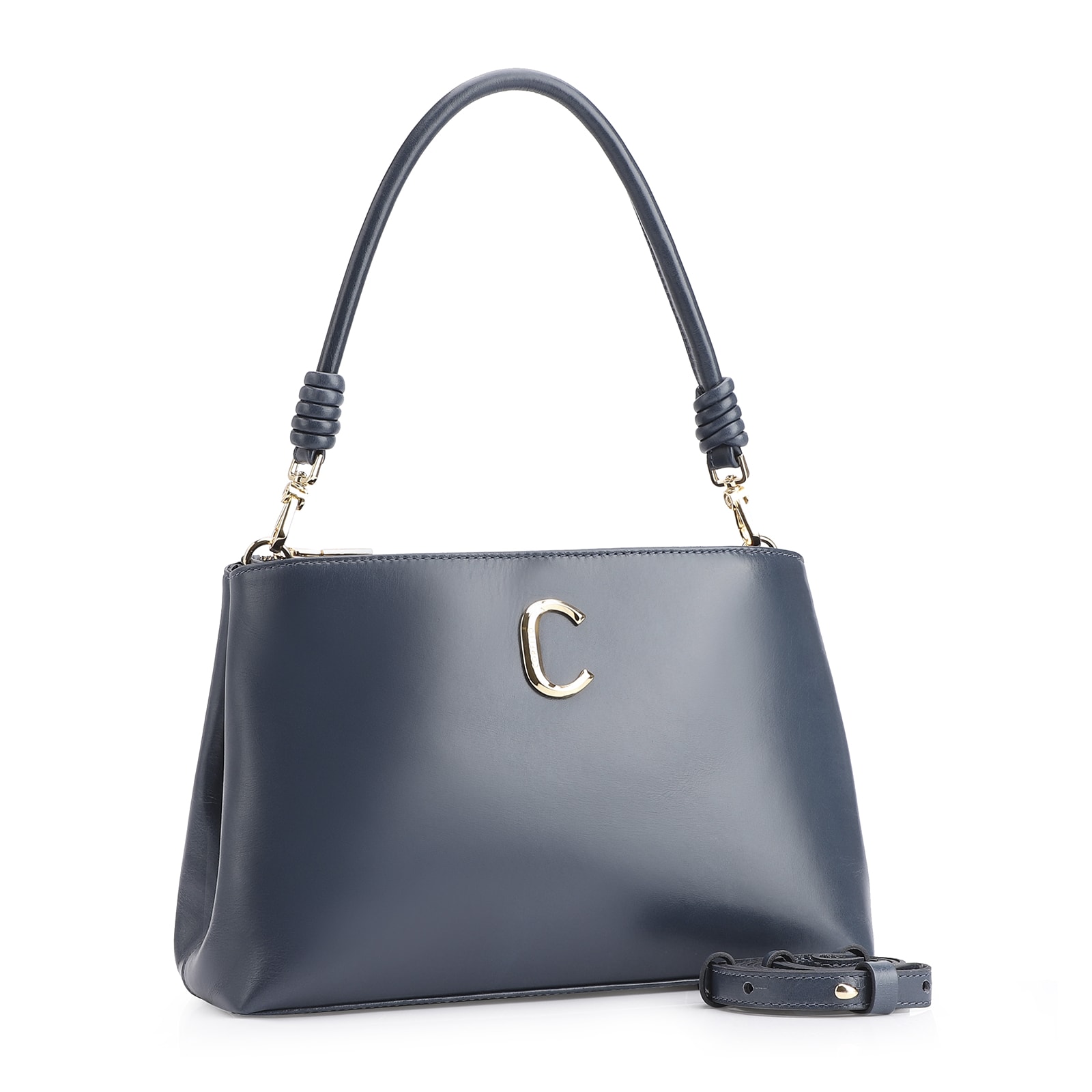 Bolsa De Ombro Couro Azul