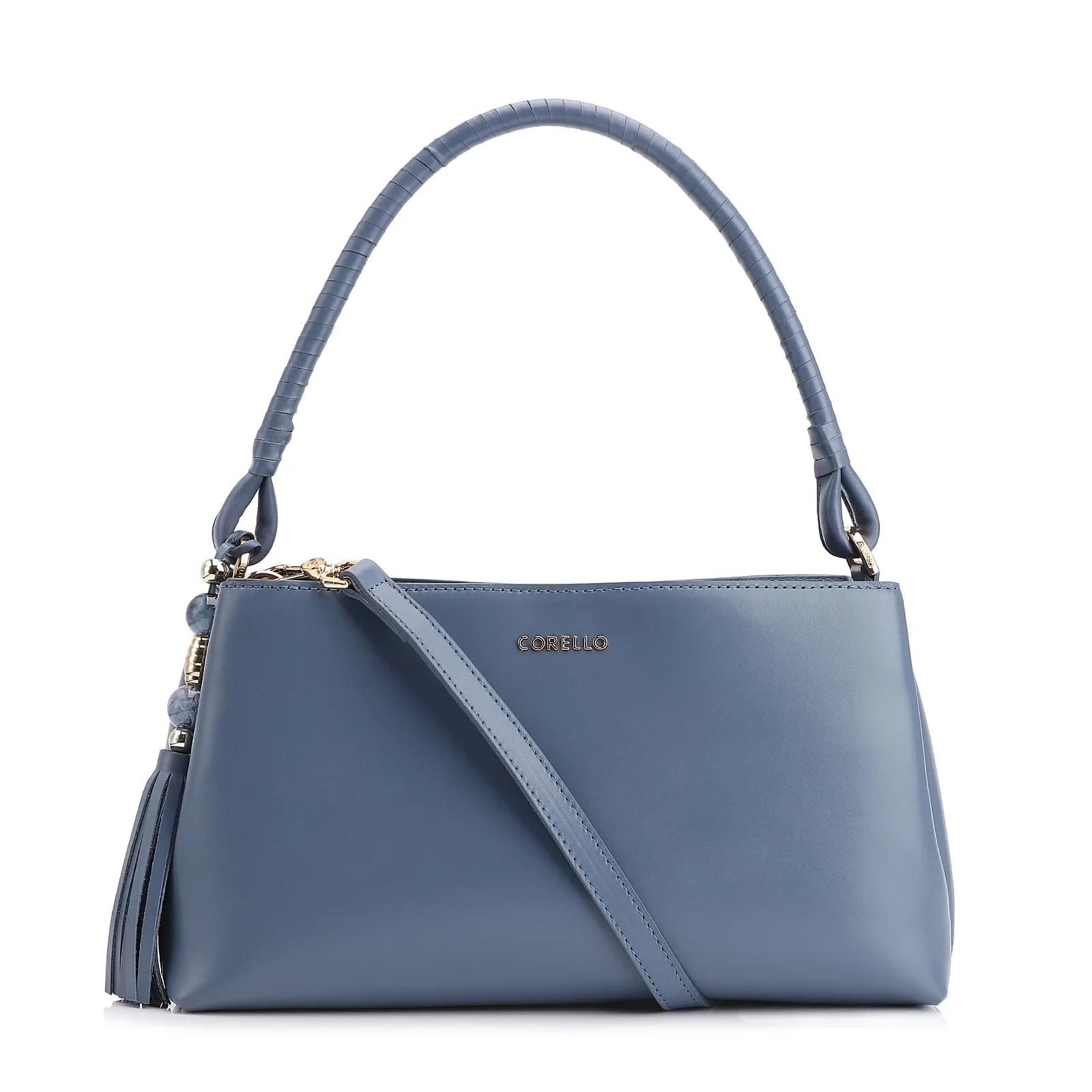 Bolsa De Ombro Couro Azul