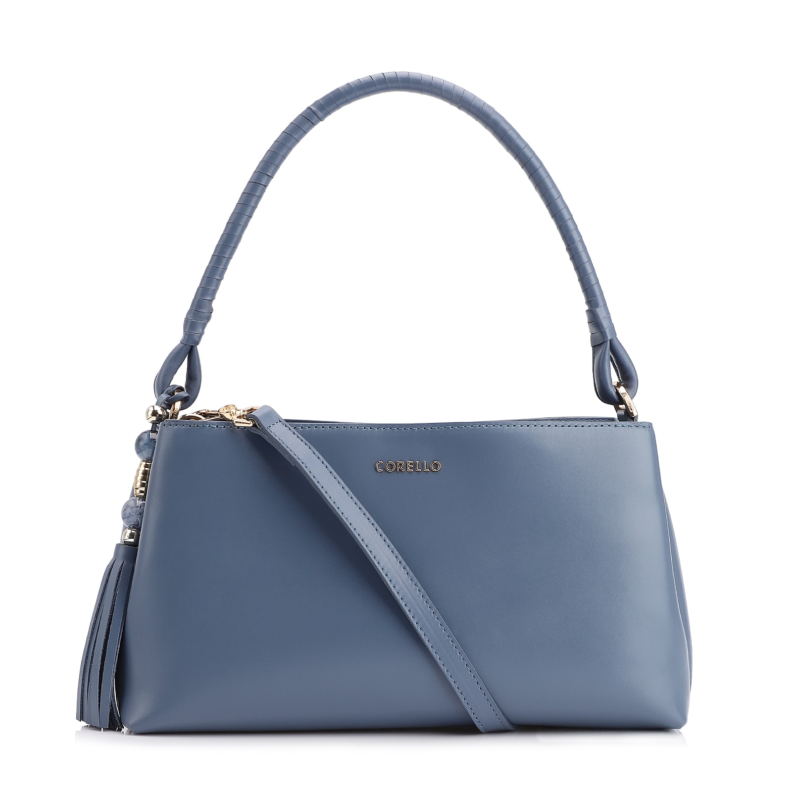 Bolsa De Ombro Couro Azul