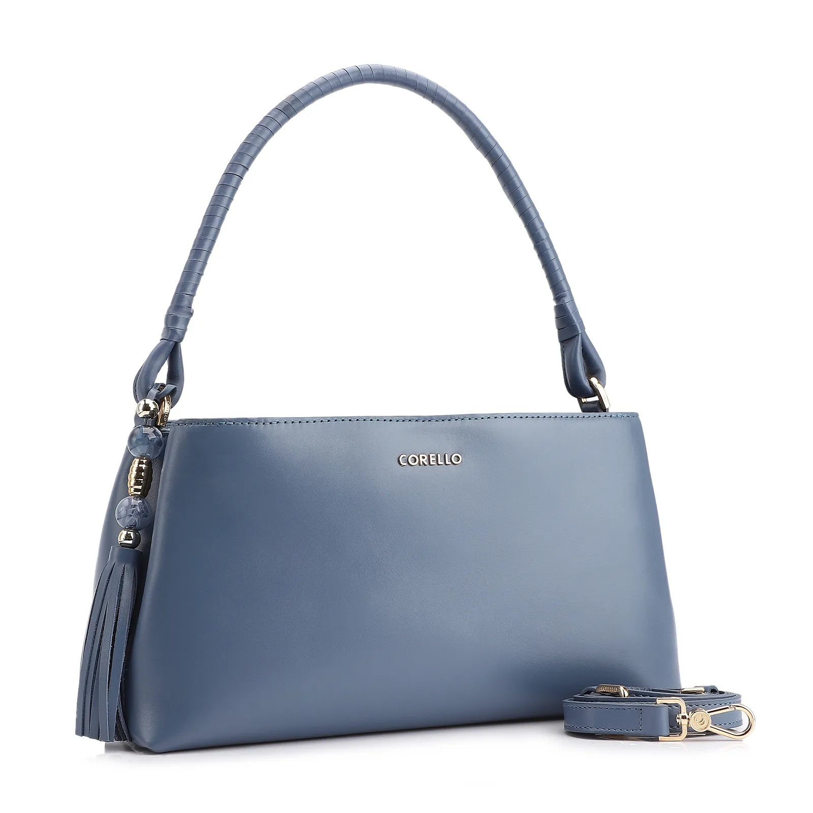 Bolsa De Ombro Couro Azul