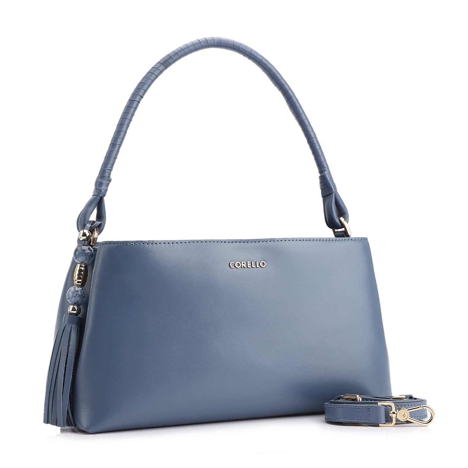 Bolsa De Ombro Couro Azul
