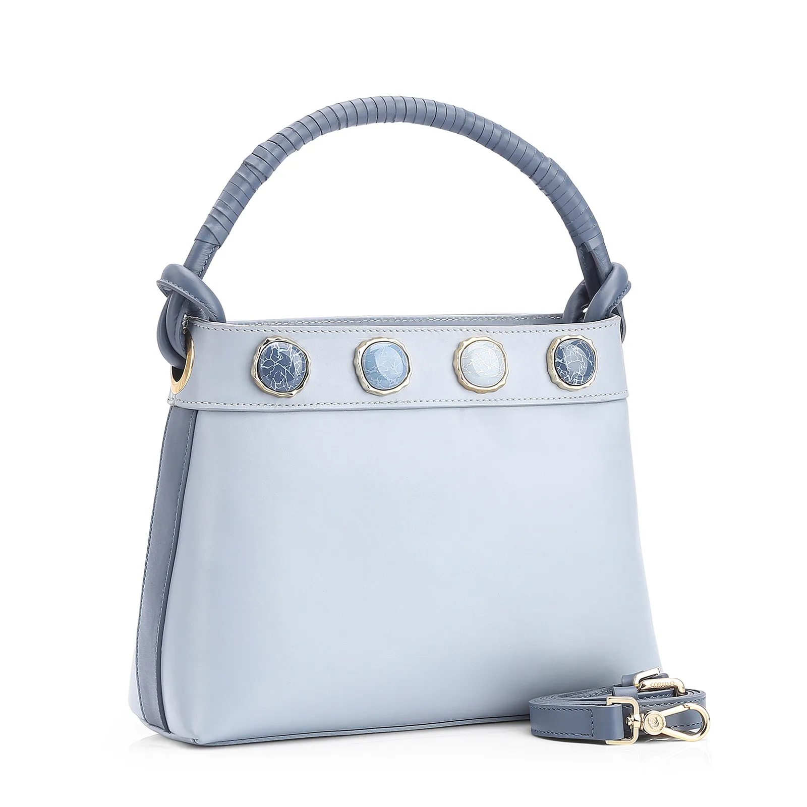 Bolsa De Ombro Couro Azul