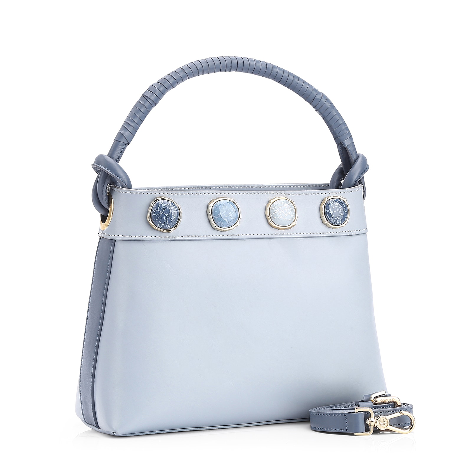 Bolsa De Ombro Couro Azul