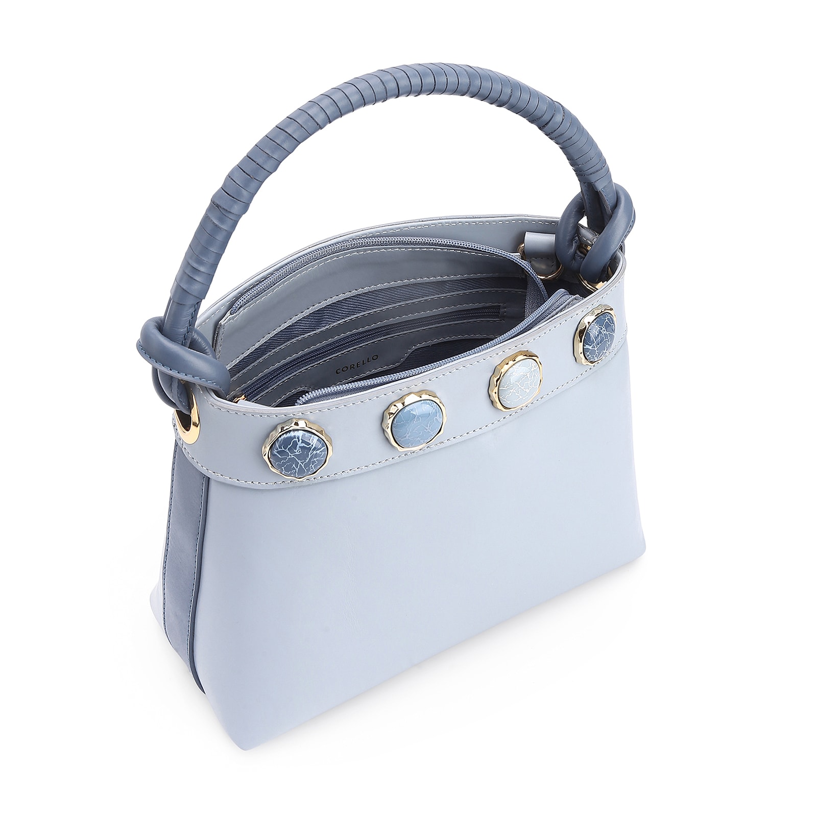 Bolsa De Ombro Couro Azul