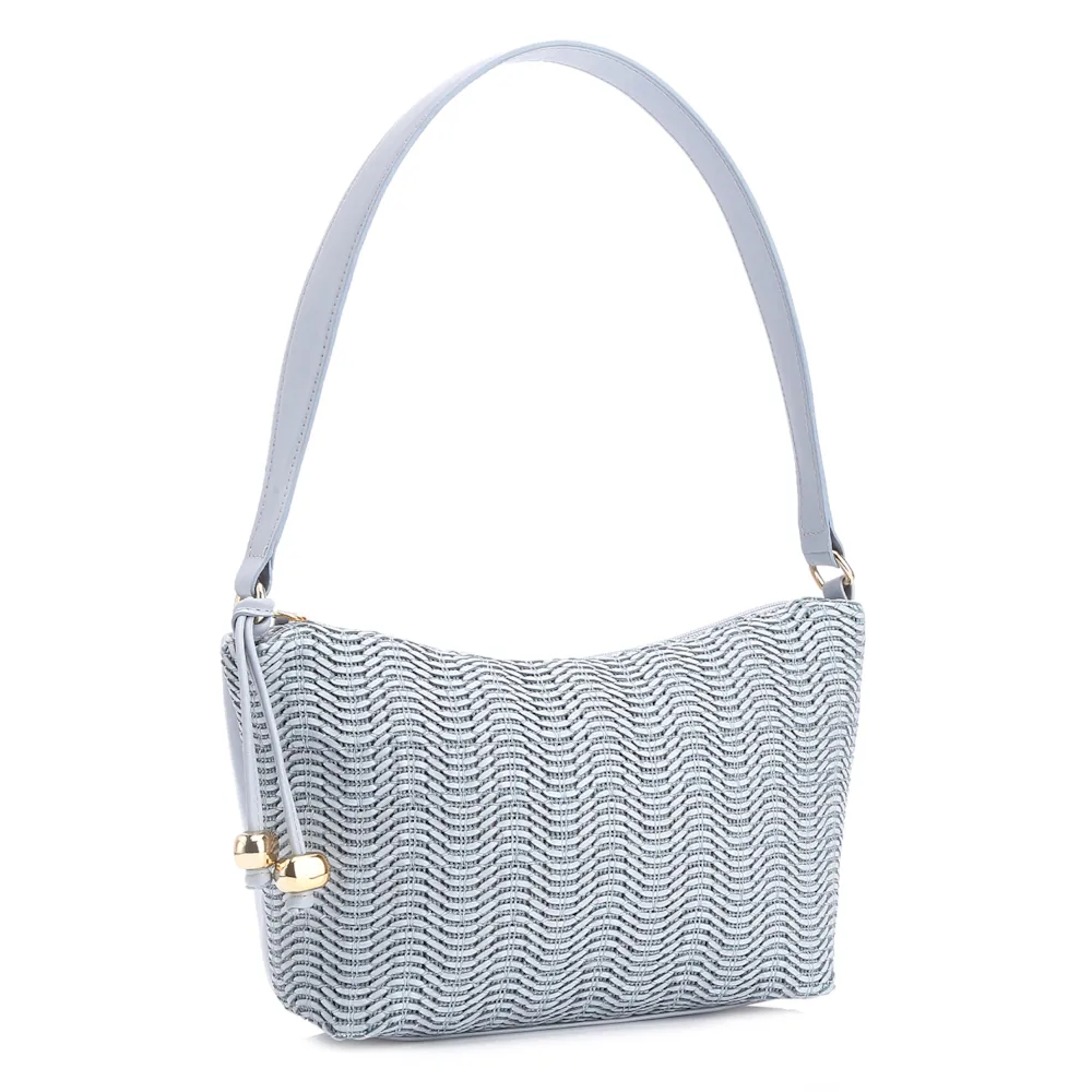Bolsa De Ombro Couro Azul/Alt Tramado Azul - imagem 3