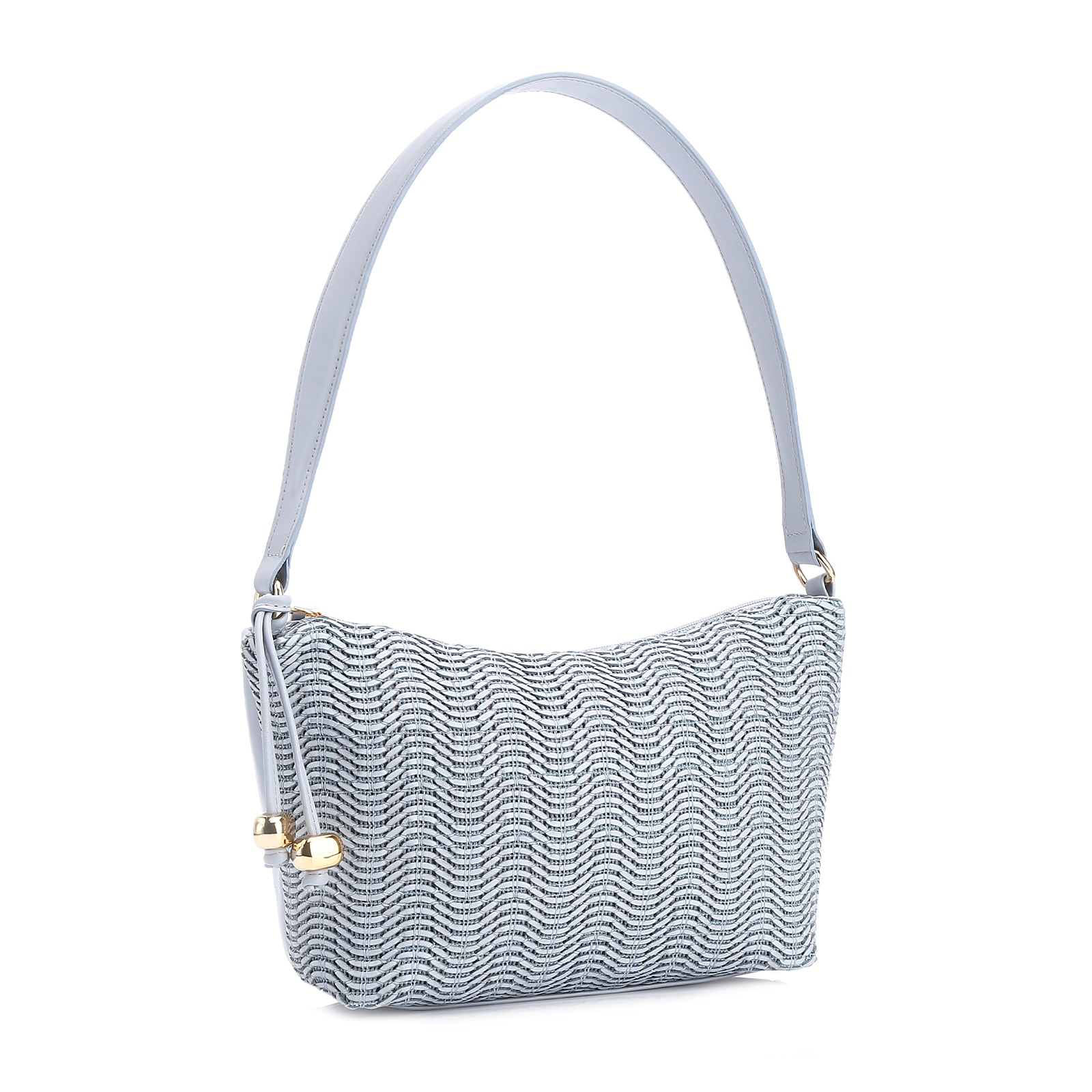Bolsa De Ombro Couro Azul/Alt Tramado Azul