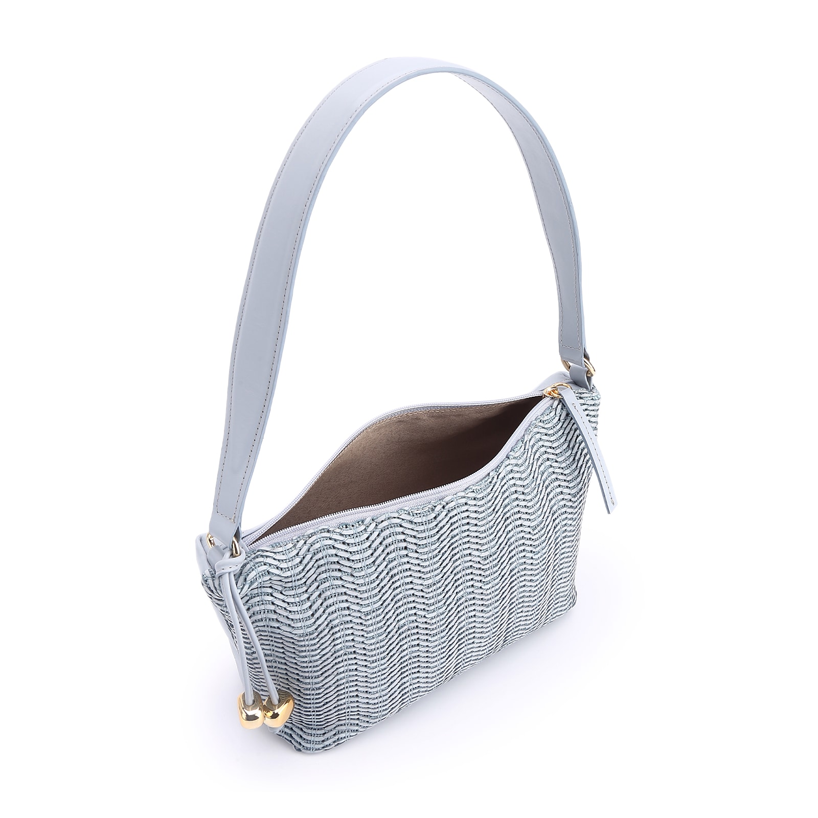 Bolsa De Ombro Couro Azul/Alt Tramado Azul