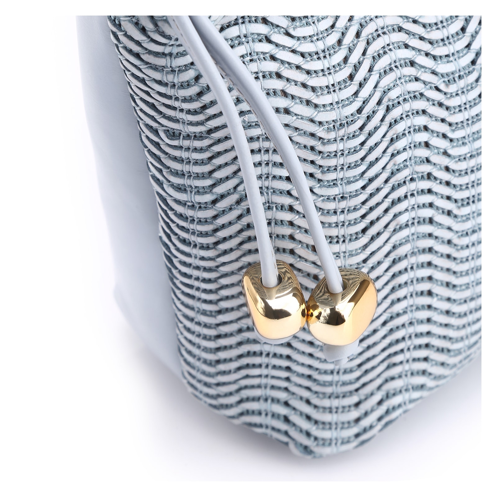 Bolsa De Ombro Couro Azul/Alt Tramado Azul