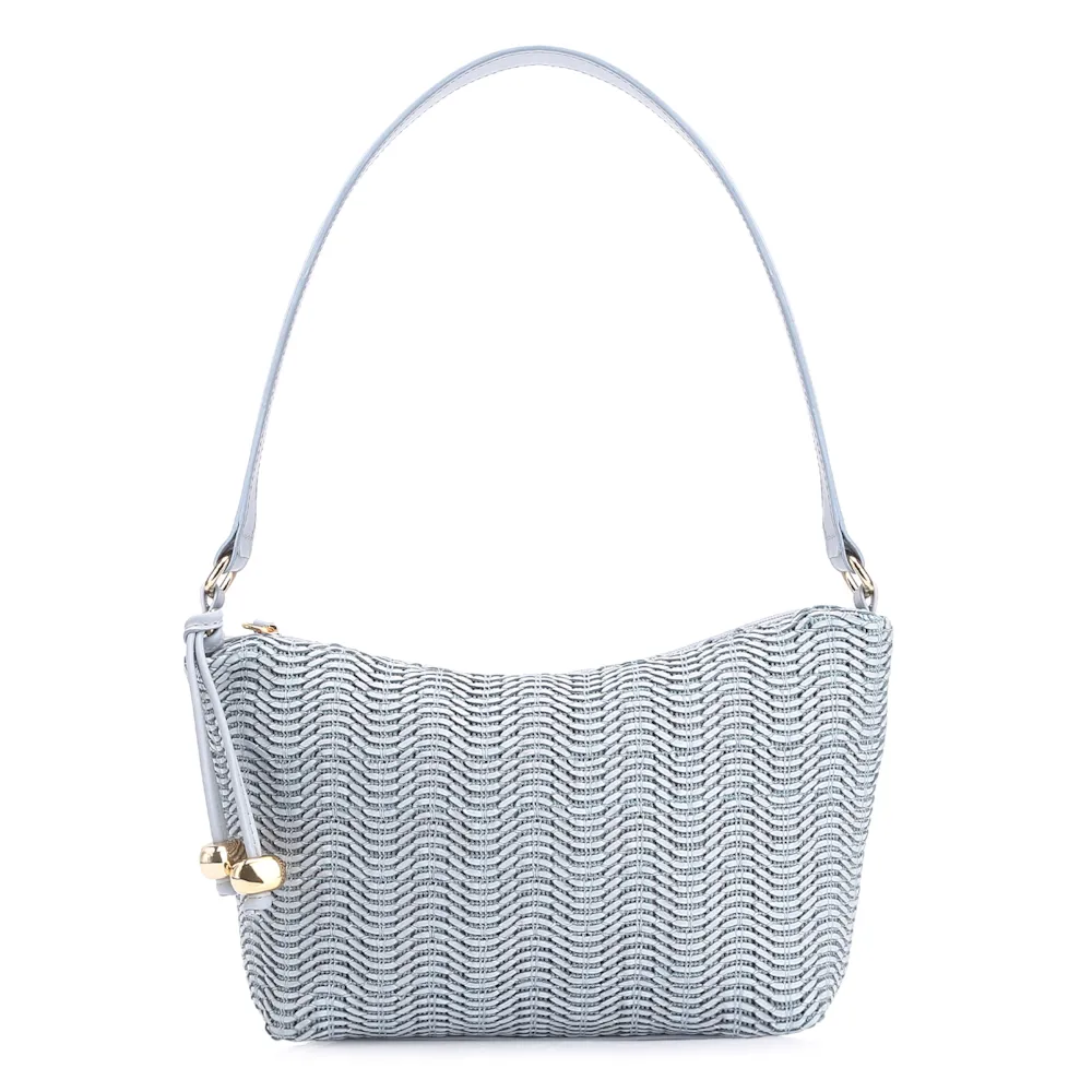 Bolsa De Ombro Couro Azul/Alt Tramado Azul