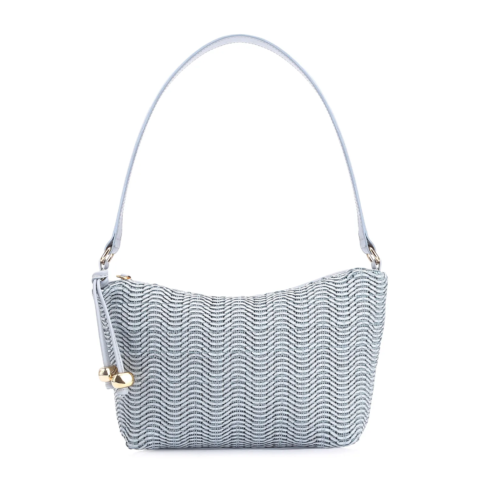 Bolsa De Ombro Couro Azul/Alt Tramado Azul