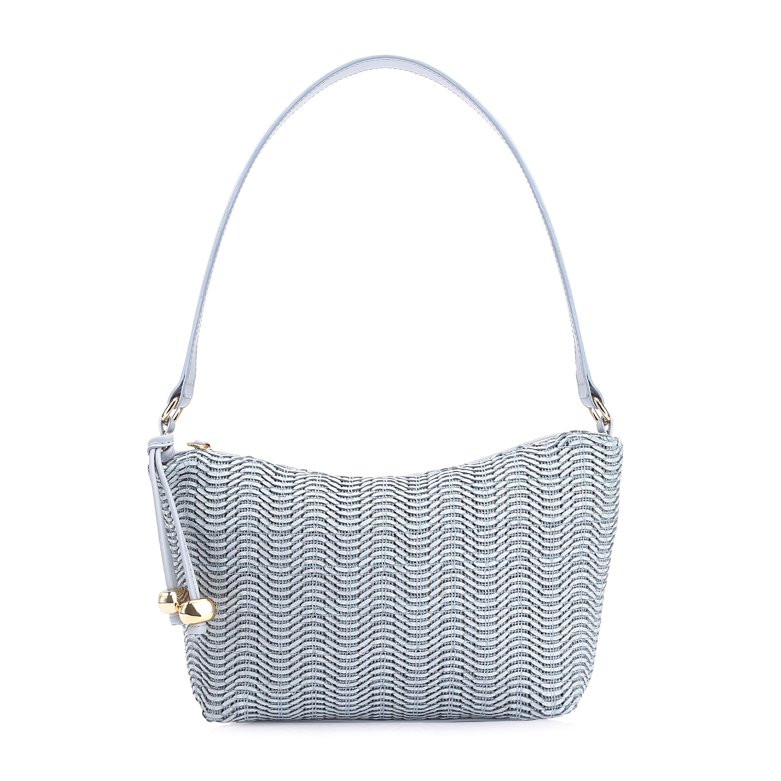 Bolsa De Ombro Couro Azul/Alt Tramado Azul