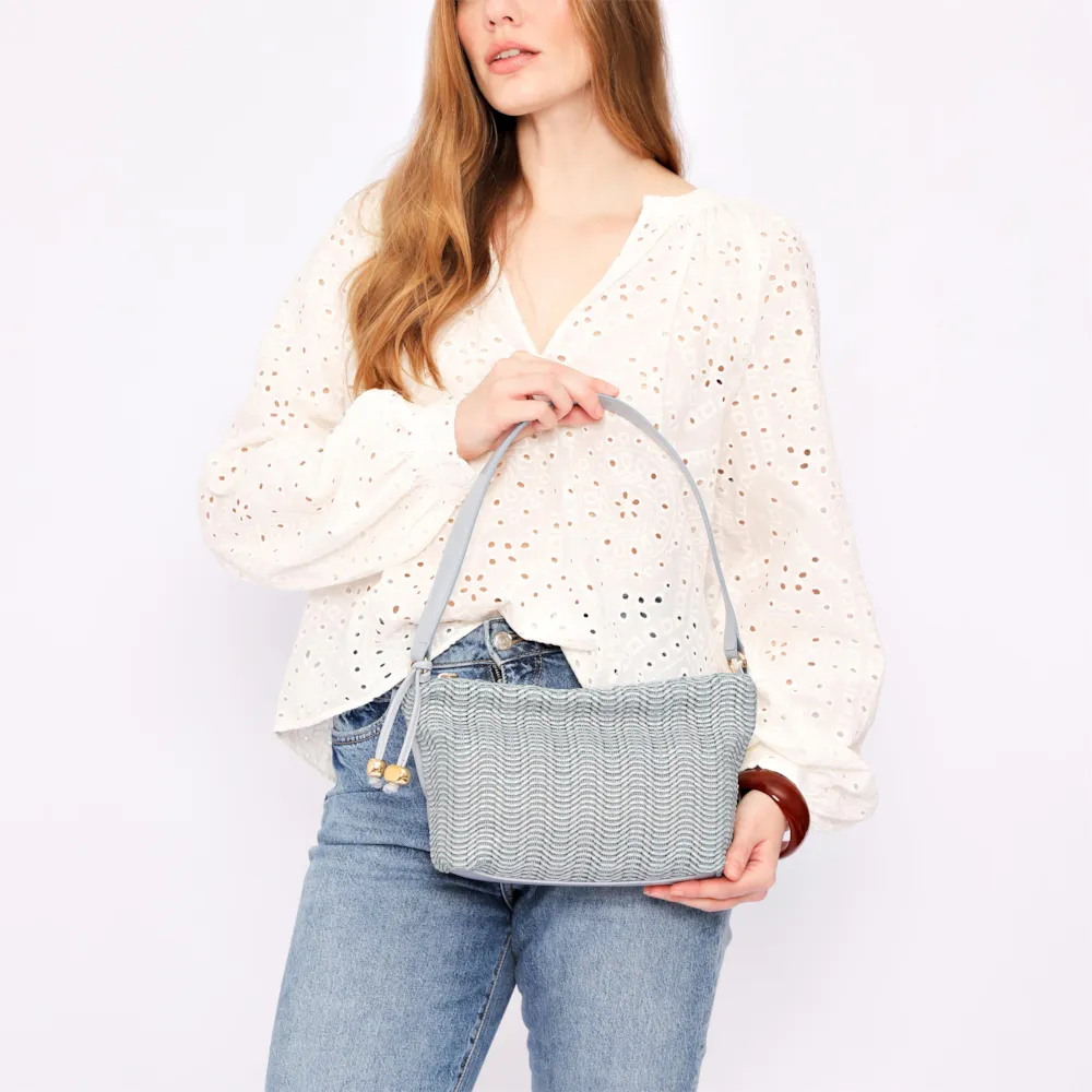 Bolsa De Ombro Couro Azul/Alt Tramado Azul - imagem 2