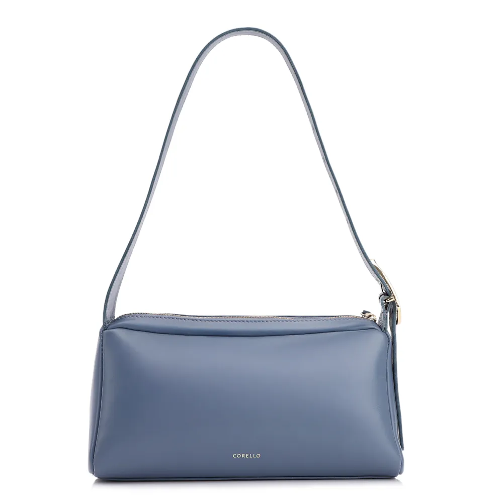 Bolsa De Ombro Couro Azul/Alt Tramado Azul Claro - imagem 4