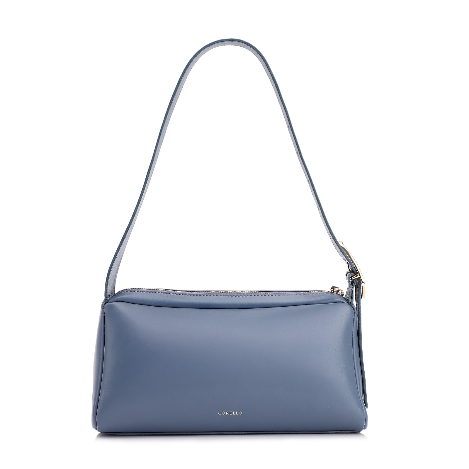 Bolsa De Ombro Couro Azul/Alt Tramado Azul Claro