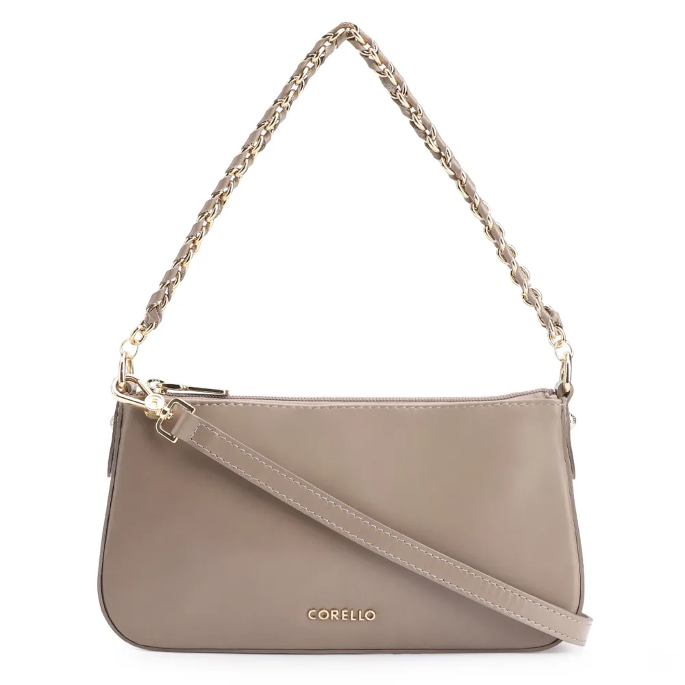Bolsa De Ombro Couro Bege