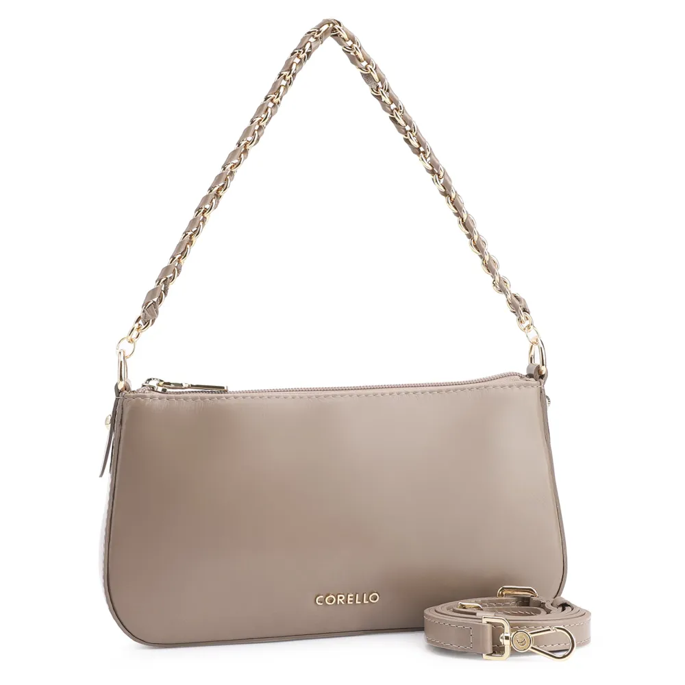 Bolsa De Ombro Couro Bege - imagem 2