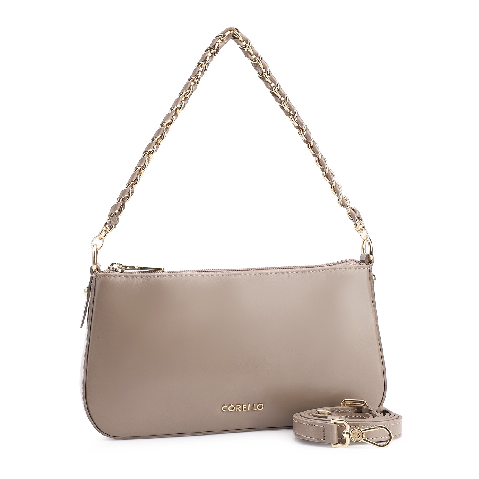 Bolsa De Ombro Couro Bege