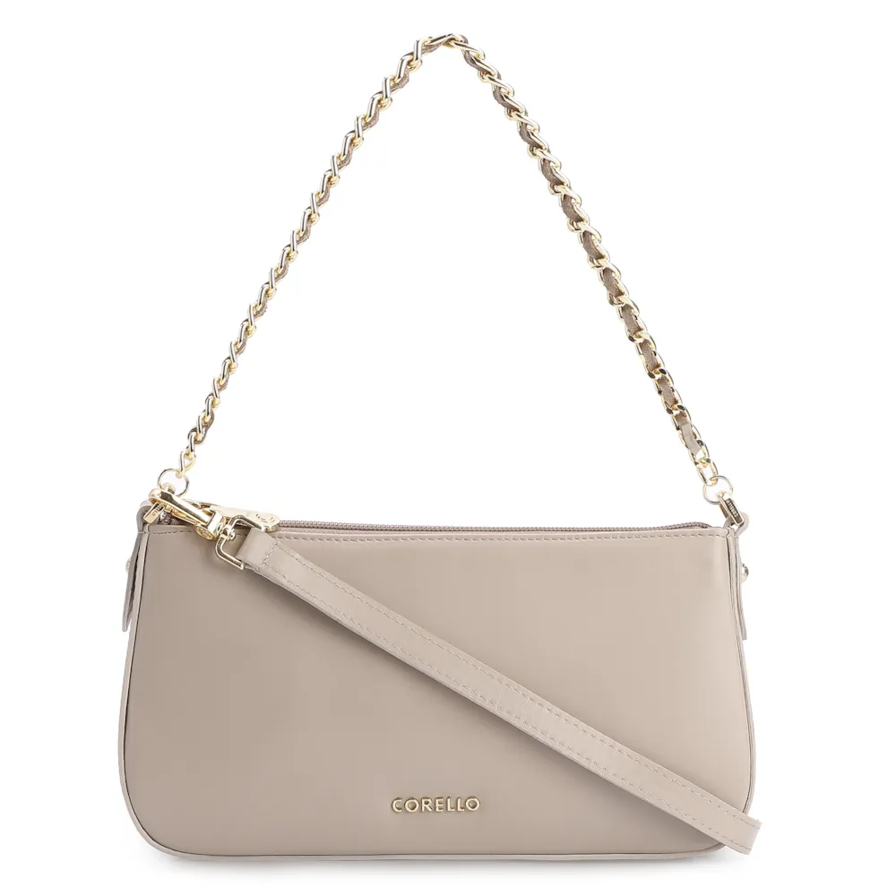 Bolsa De Ombro Couro Bege