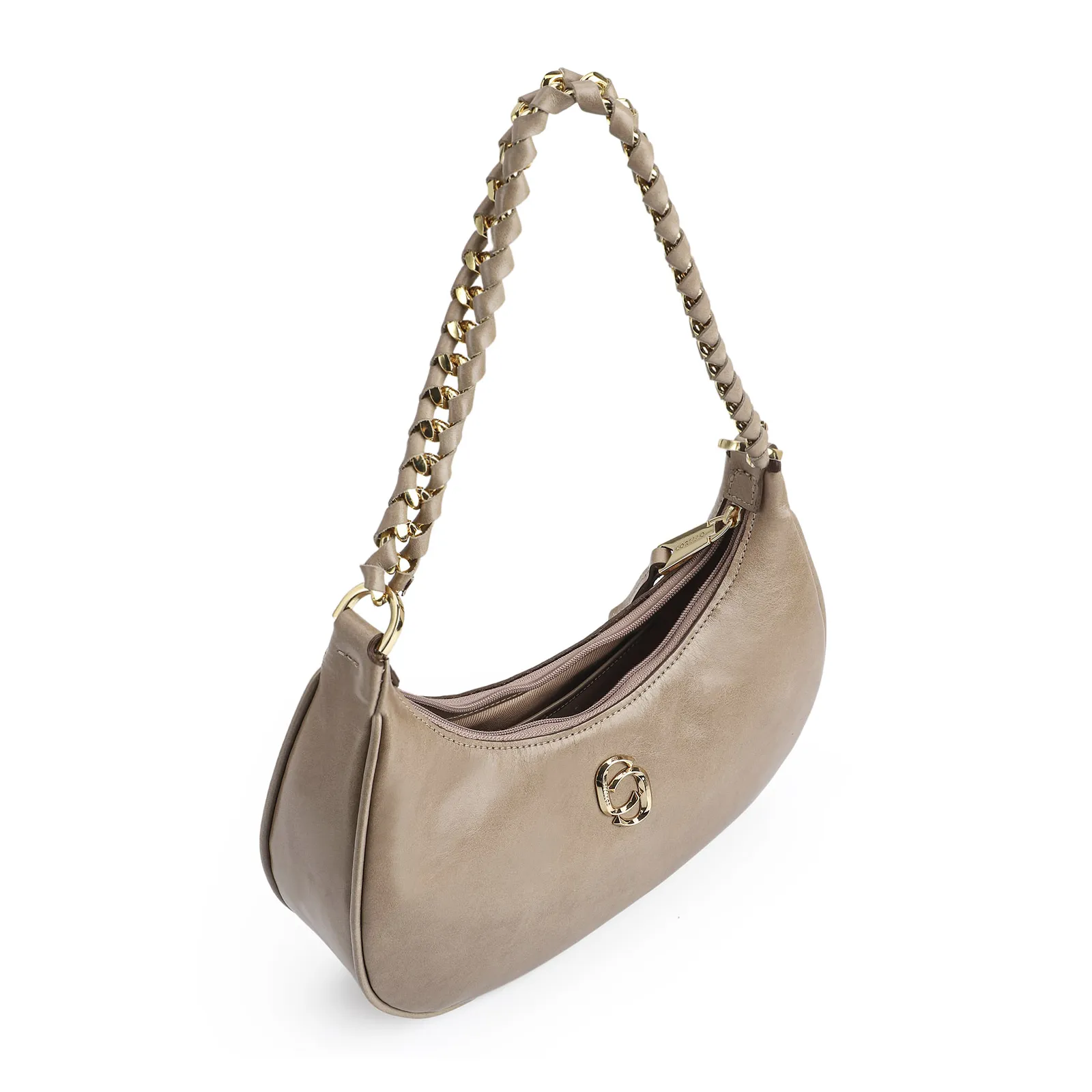 Bolsa De Ombro Couro Bege