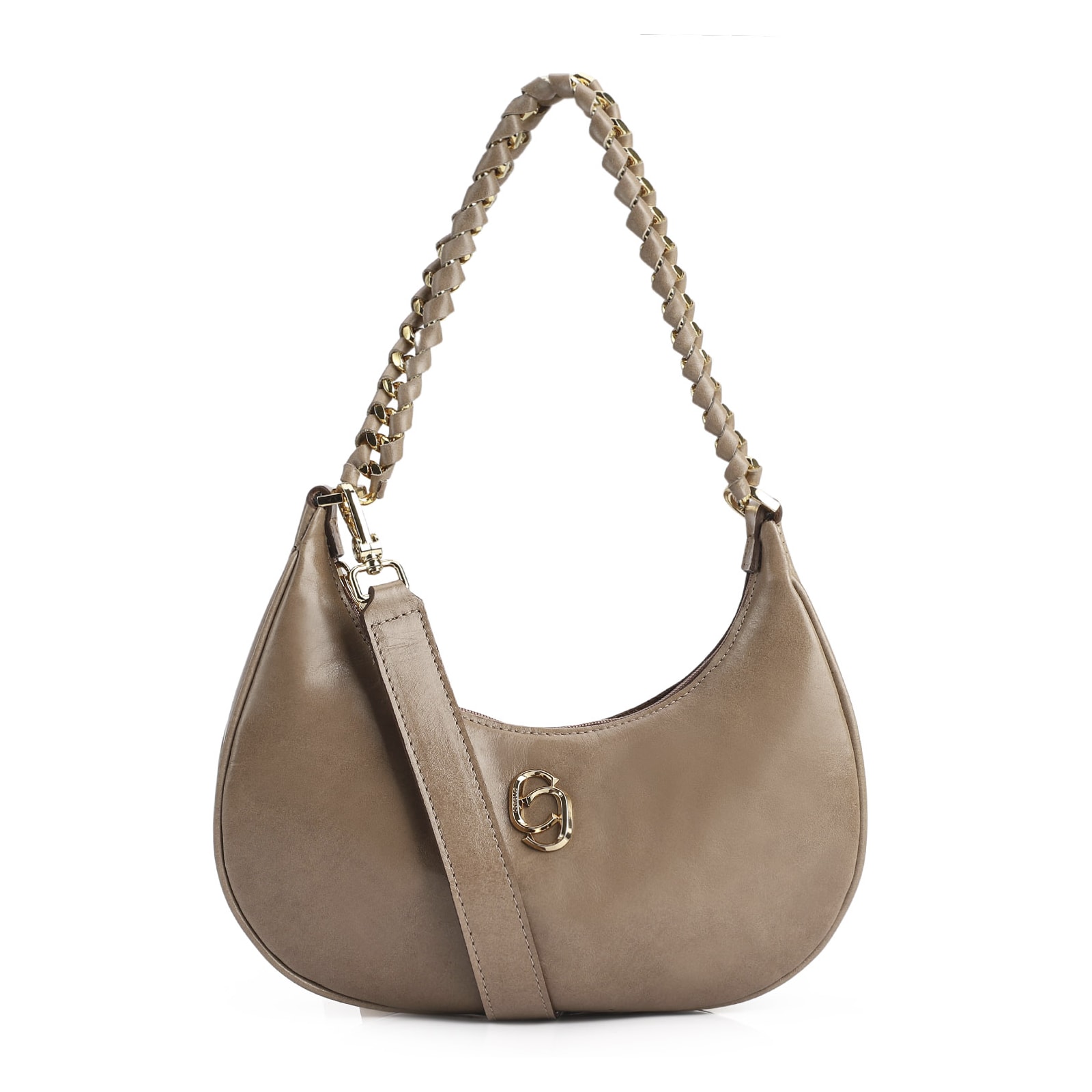 Bolsa De Ombro Couro Bege