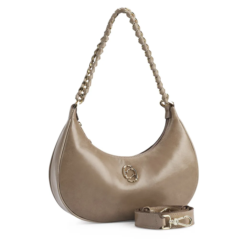 Bolsa De Ombro Couro Bege - imagem 2