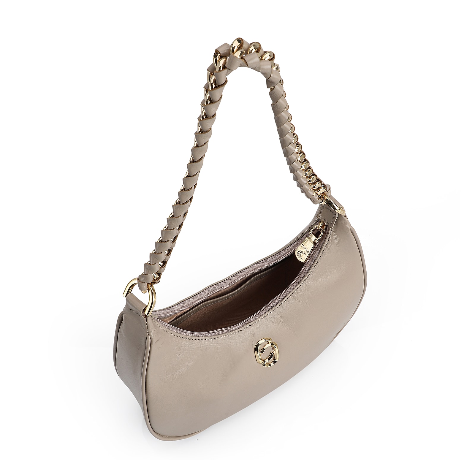 Bolsa De Ombro Couro Bege