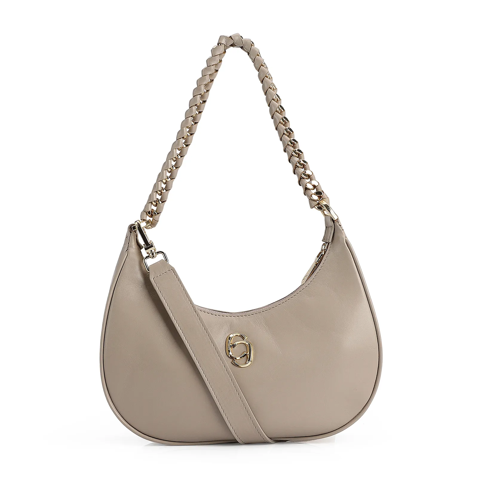 Bolsa De Ombro Couro Bege