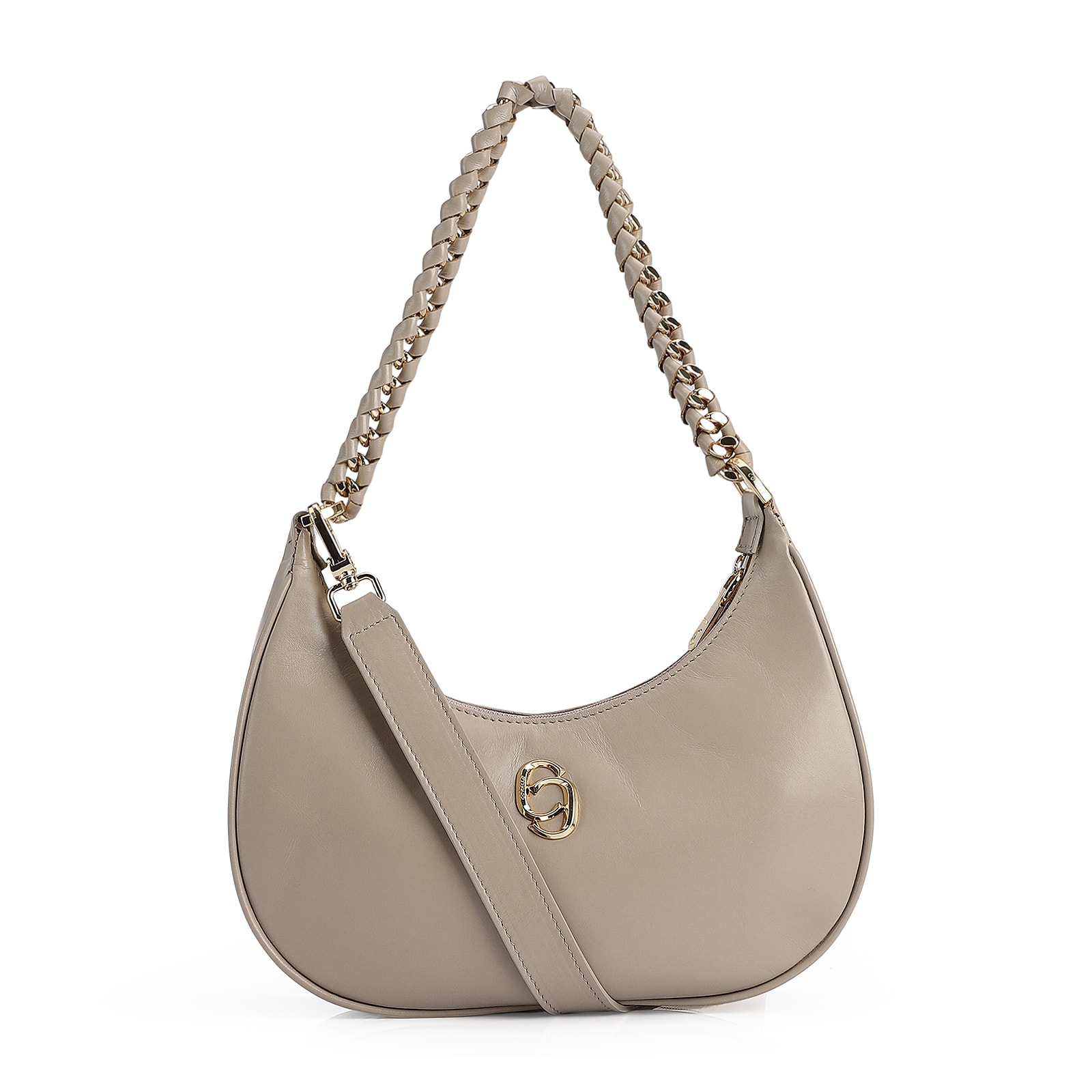 Bolsa De Ombro Couro Bege