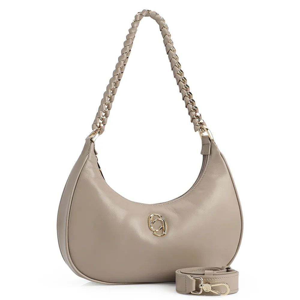 Bolsa De Ombro Couro Bege - imagem 2