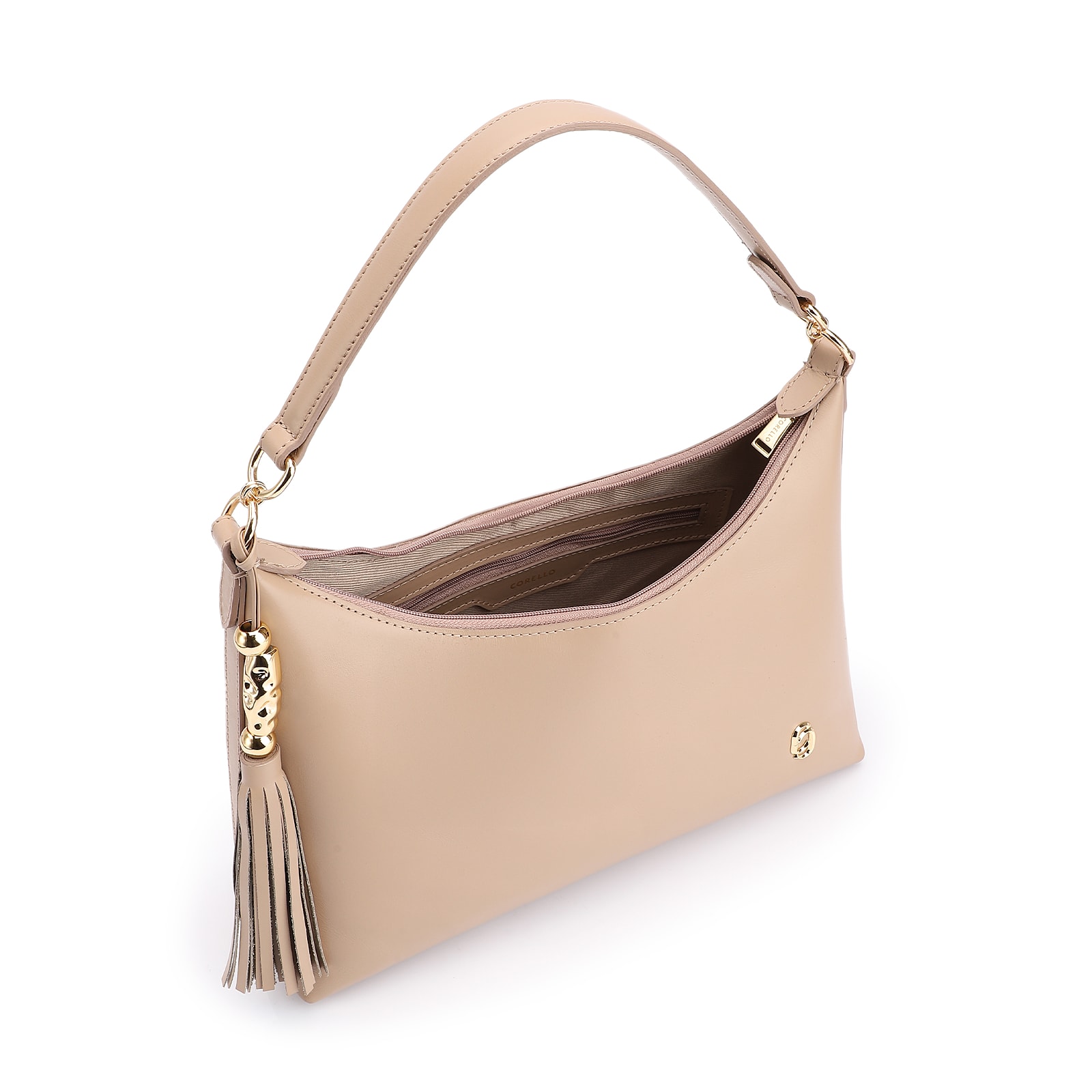Bolsa De Ombro Couro Bege