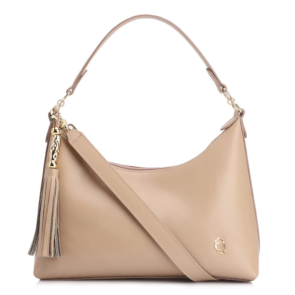 Bolsa De Ombro Couro Bege