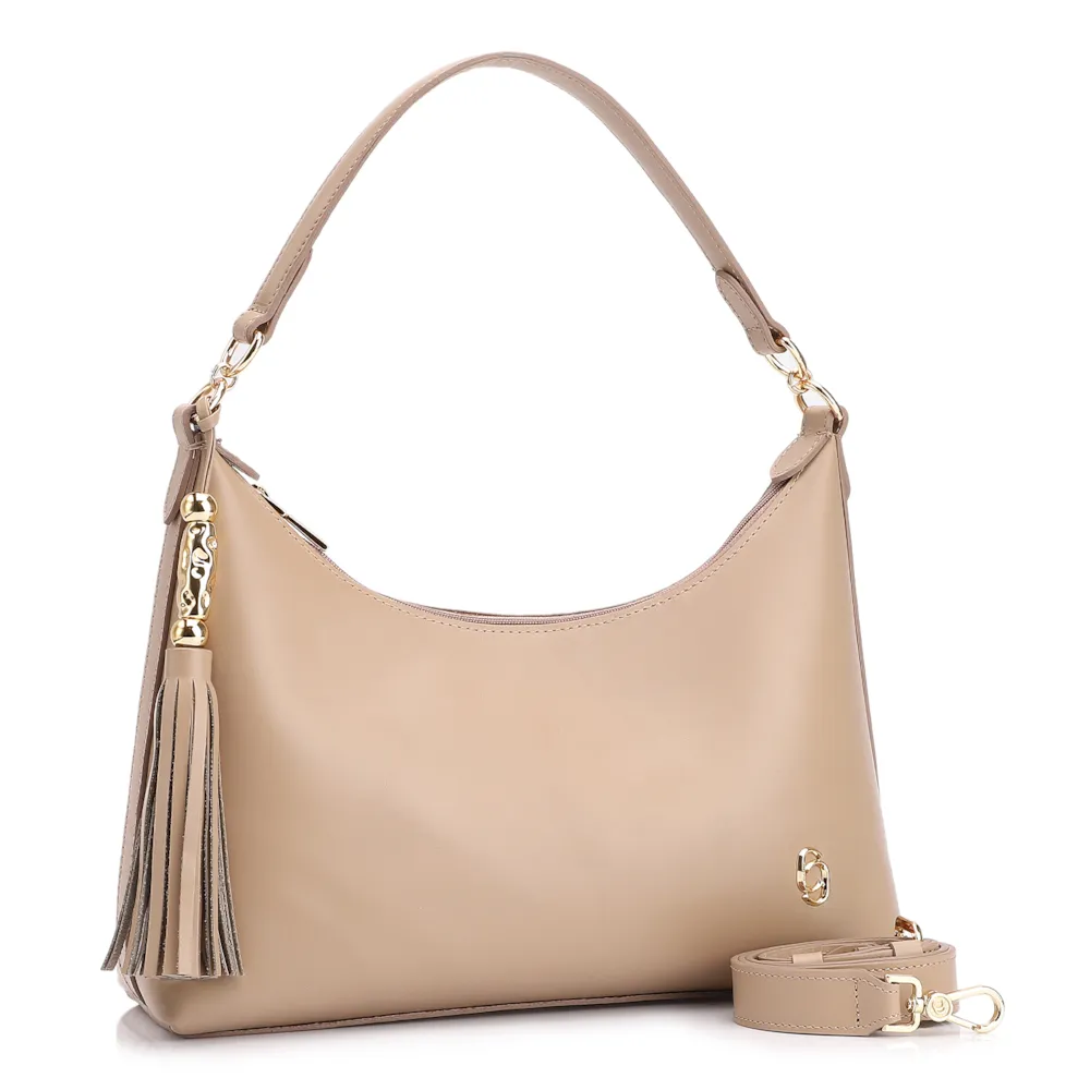 Bolsa De Ombro Couro Bege - imagem 2